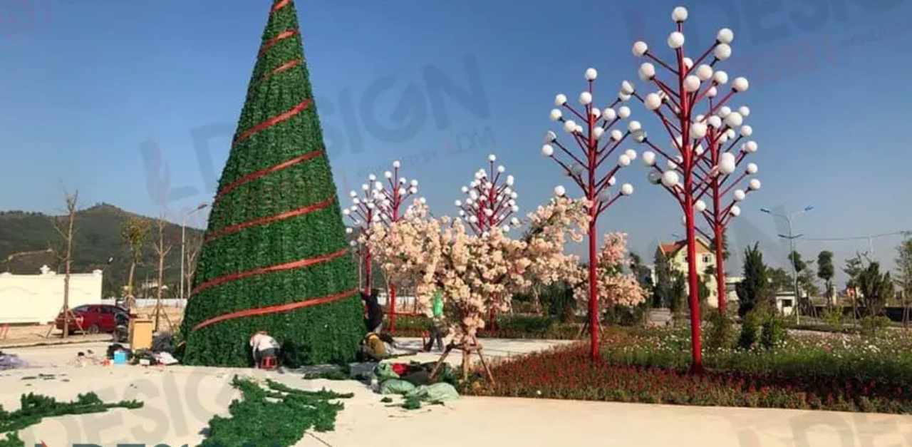 Installation of Large Christmas Trees in Bình Dương