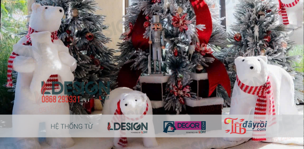 Gấu Tuyết Bắc Cực Trang Trí Giáng Sinh