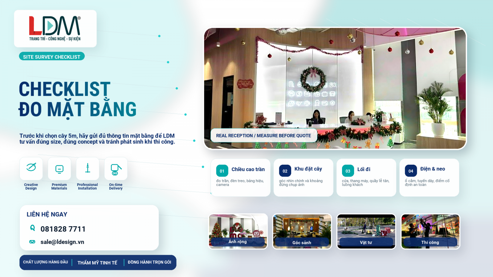 Checklist đo mặt bằng trước khi thuê cây thông Noel cho doanh nghiệp
