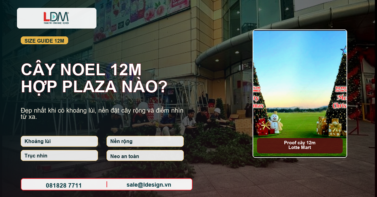 Cây thông Noel 12m cho trung tâm thương mại và plaza cần khảo sát mặt bằng