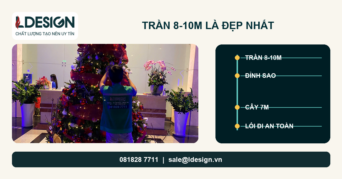 Gợi ý chọn cây thông Noel 7m theo chiều cao trần và diện tích sảnh