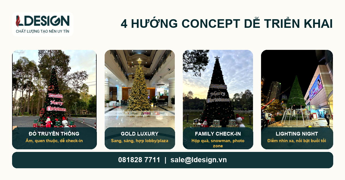 Bốn hướng concept cây thông Noel khổng lồ dễ triển khai cho doanh nghiệp