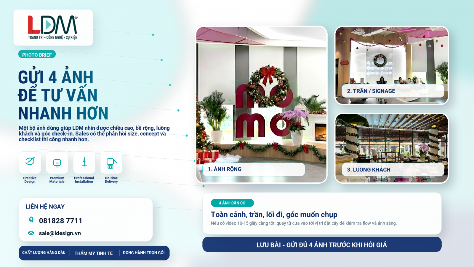 Gửi 4 ảnh mặt bằng để LDM tư vấn thuê cây thông Noel nhanh hơn