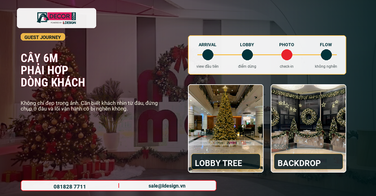 Guest flow in the lobby affects the Christmas tree position for hotels