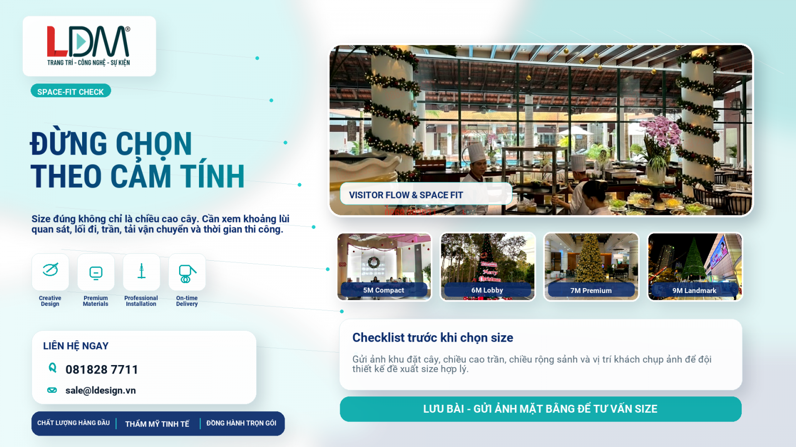 Checklist kiểm tra mặt bằng trước khi chốt size cây thông Noel 7m