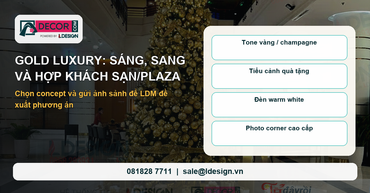 Concept gold luxury cho sảnh khách sạn, plaza và trung tâm thương mại