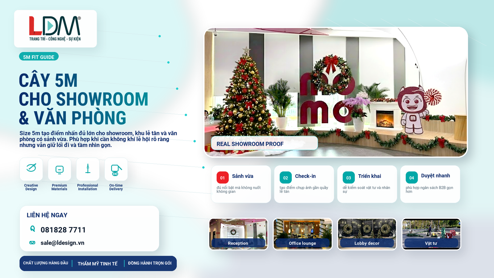 Thuê cây thông Noel cho showroom ô tô: chọn cây không chắn lối đi
