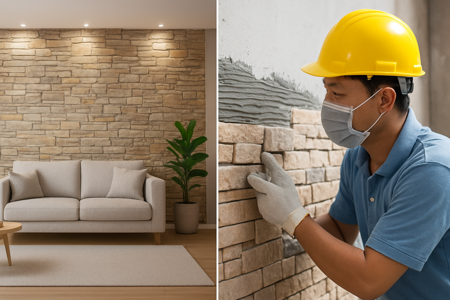 Thi công trang trí vách giả đá: Giải pháp đẹp và bền