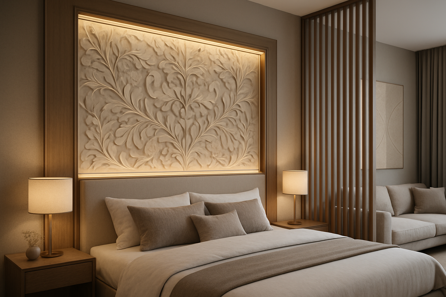 Thi công vách trang trí nổi 3D hoa văn: Giải pháp nâng tầm không gian